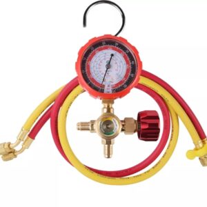 Refrigerant Part Valve Gauge, Red Yellow Blue Hose Set Pressure Control Manifold
